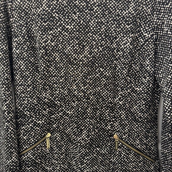 Michael Kors Fit & Flare Long Sleeve Speckled Mini Dress Size 12 Office Pockets - Picture 2 of 10